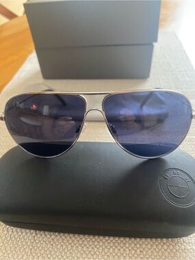 BMW Sunglasses Metal Silver Box with Black Exterior